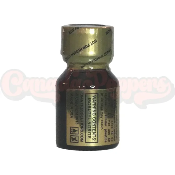 english-premium-formula-10ml-04 English Premium 10ml close-up of crown emblem on gold label – Canada Poppers