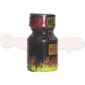 Close-up of Hell Fire 10ml label with fire graphic – Canada Poppers